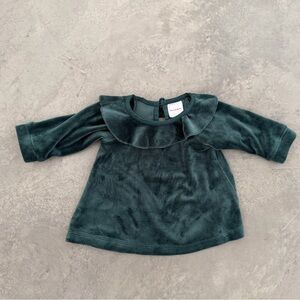 Hanna Andersson Green Velvet Dress Size 0-3m